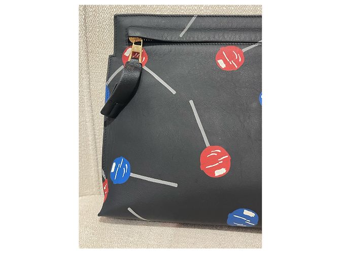 Clutch Loewe T Pouch in pelle nera Nero - vista 2