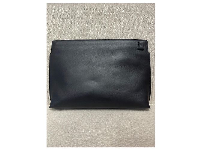 Clutch Loewe T Pouch in pelle nera Nero - vista 4