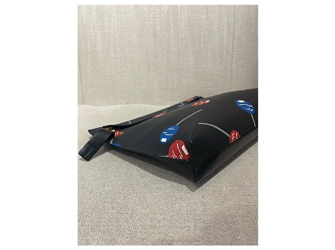 Clutch Loewe T Pouch in pelle nera Nero - vista 7