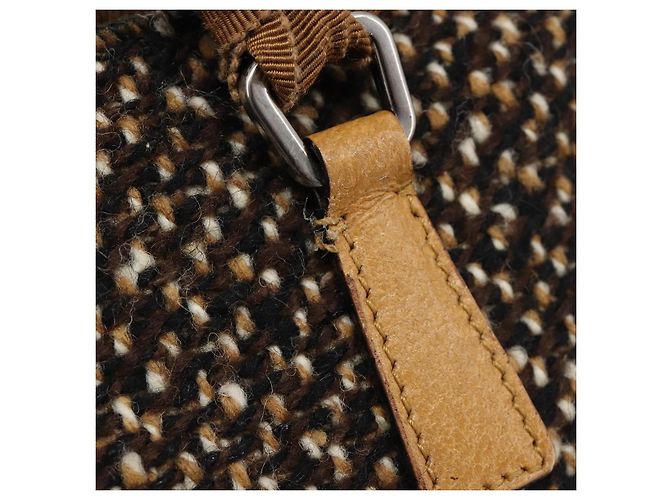 Bolsa PRADA em couro e tweed marrom prata autêntica 203885A - vista 10