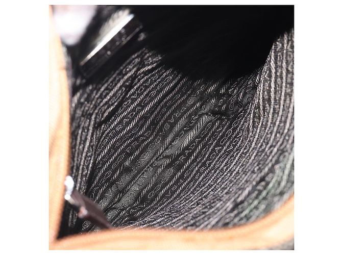 Bolsa PRADA em couro e tweed marrom prata autêntica 203885A - vista 11