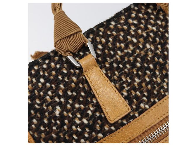 Bolsa PRADA em couro e tweed marrom prata autêntica 203885A - vista 18