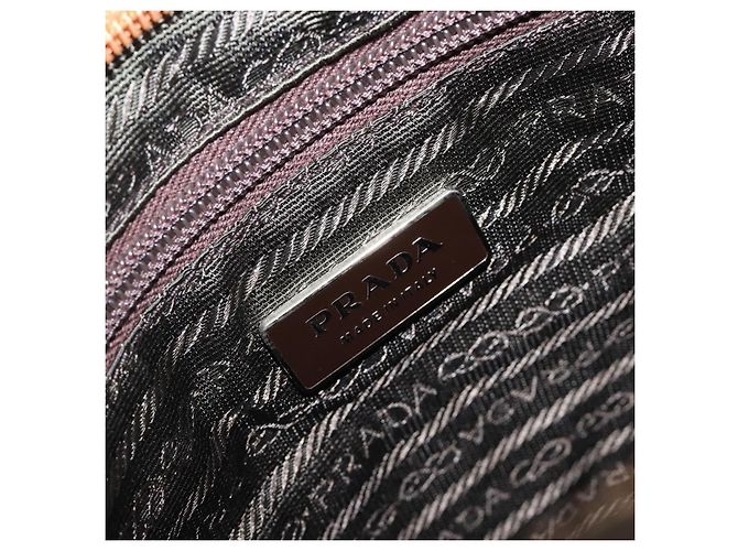 Bolsa PRADA em couro e tweed marrom prata autêntica 203885A - vista 21