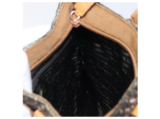 Bolsa PRADA em couro e tweed marrom prata autêntica 203885A - vista 22