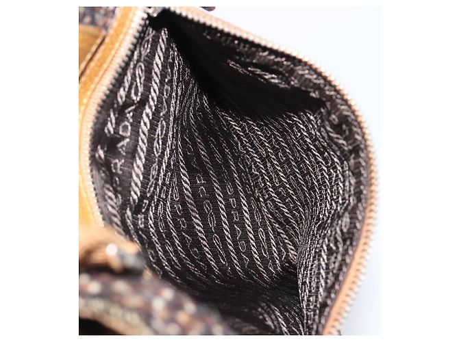 Bolsa PRADA em couro e tweed marrom prata autêntica 203885A - vista 26
