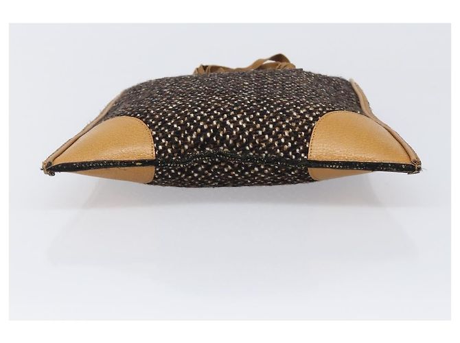 Bolsa PRADA em couro e tweed marrom prata autêntica 203885A - vista 5
