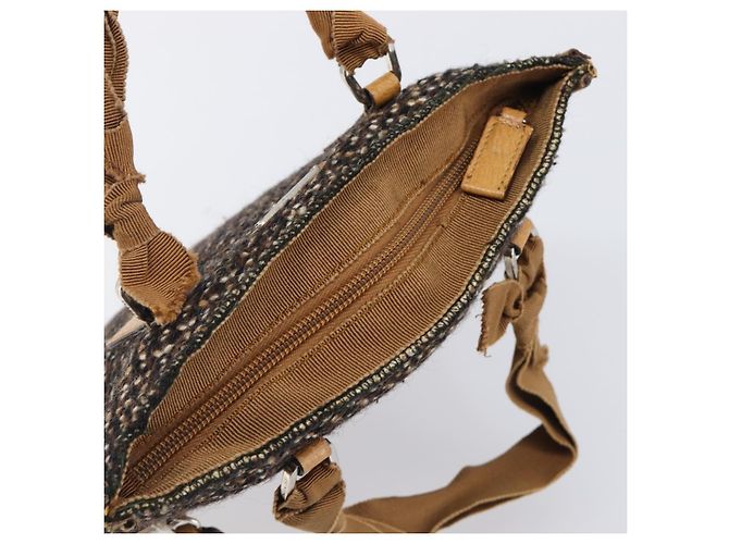 Bolsa PRADA em couro e tweed marrom prata autêntica 203885A - vista 6