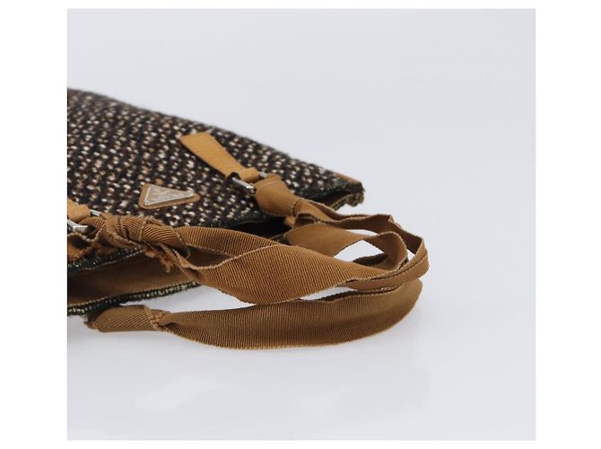 Bolsa PRADA em couro e tweed marrom prata autêntica 203885A - vista 7