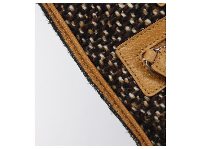 Bolsa PRADA em couro e tweed marrom prata autêntica 203885A - vista 9