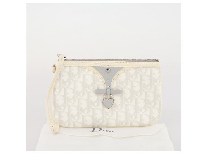 Christian Dior Romantic Accessoire-Tasche PVC Leather White Silver Auth 205858V Silber Weiß - Ansicht 12