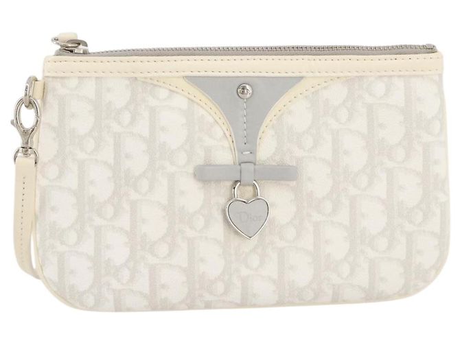 Christian Dior Romantic Accessoire-Tasche PVC Leather White Silver Auth 205858V Silber Weiß - Ansicht 13