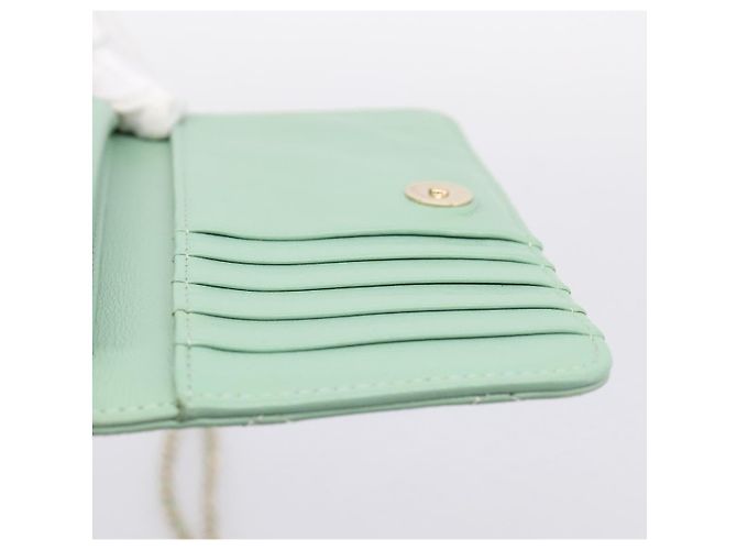 Portafoglio a spalla con catena CHANEL Matelasse in pelle d'agnello verde e oro CC Auth am12655SAM D'oro - vista 22