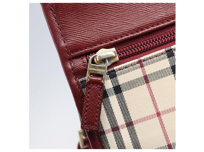 Borsa a tracolla BURBERRY Nova Check Canvas Beige Gold Auth am12612V D'oro - vista 17