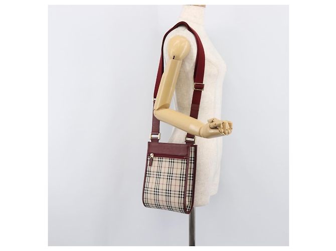 Borsa a tracolla BURBERRY Nova Check Canvas Beige Gold Auth am12612V D'oro - vista 26
