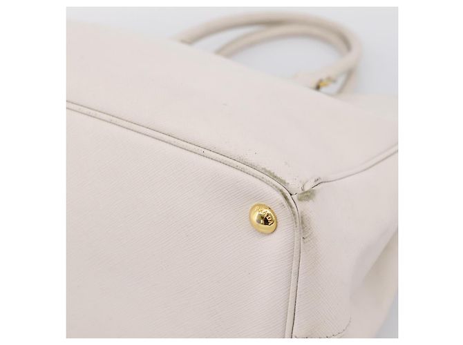 Borsa a mano PRADA Galleria in pelle Saffiano White Gold Auth 201363 Bianco D'oro - vista 14