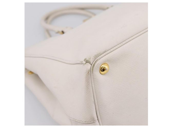 Borsa a mano PRADA Galleria in pelle Saffiano White Gold Auth 201363 Bianco D'oro - vista 15