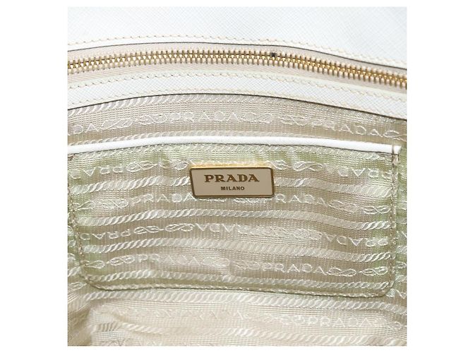 Borsa a mano PRADA Galleria in pelle Saffiano White Gold Auth 201363 Bianco D'oro - vista 18