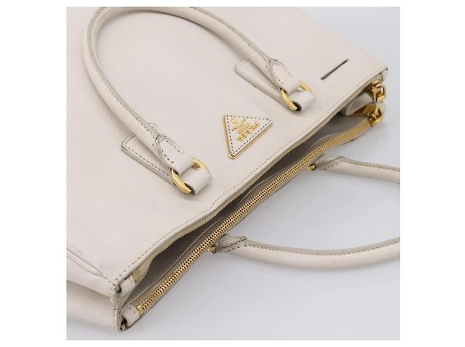 Borsa a mano PRADA Galleria in pelle Saffiano White Gold Auth 201363 Bianco D'oro - vista 6