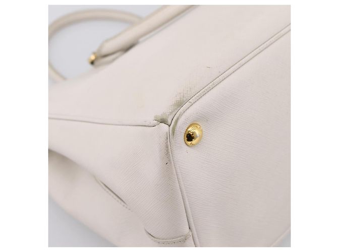 Borsa a mano PRADA Galleria in pelle Saffiano White Gold Auth 201363 Bianco D'oro - vista 9