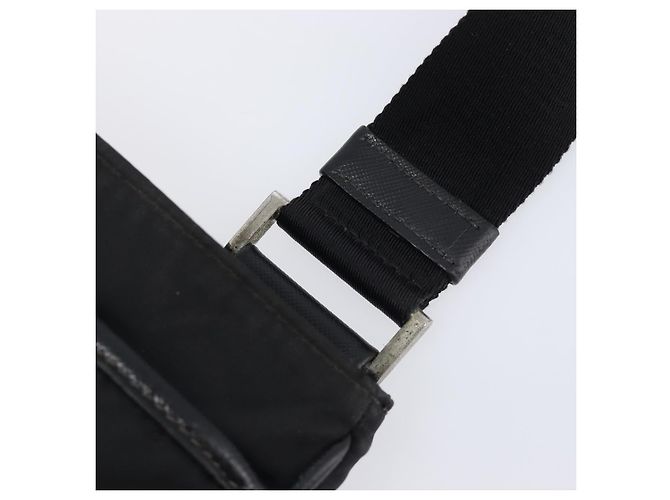 Bolso de hombro PRADA Nylon Black Silver Auth 205158 Negro Plata - vista 16