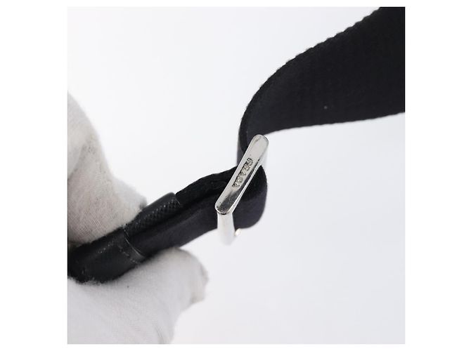 Bolso de hombro PRADA Nylon Black Silver Auth 205158 Negro Plata - vista 17