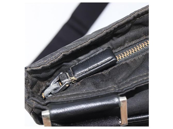 Bolso de hombro PRADA Nylon Black Silver Auth 205158 Negro Plata - vista 23