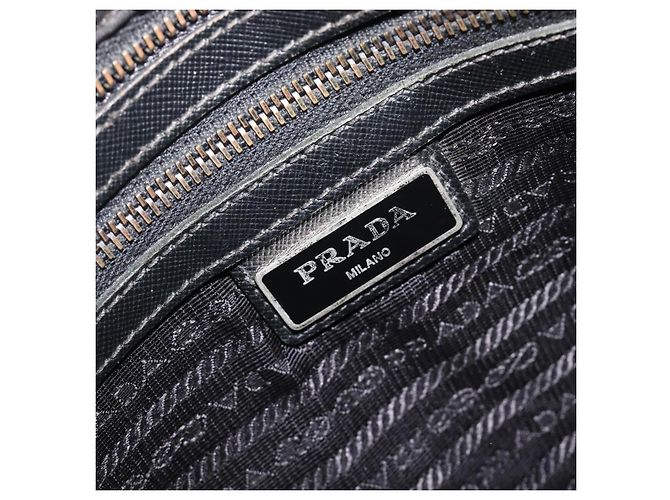 Bolso de hombro PRADA Nylon Black Silver Auth 205158 Negro Plata - vista 24