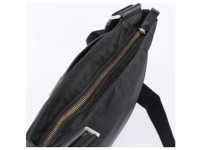 Bolso de hombro PRADA Nylon Black Silver Auth 205158 Negro Plata - vista 6