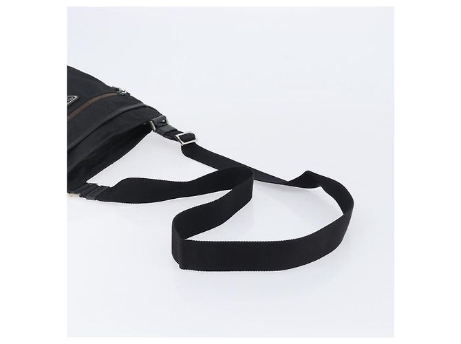 Bolso de hombro PRADA Nylon Black Silver Auth 205158 Negro Plata - vista 7