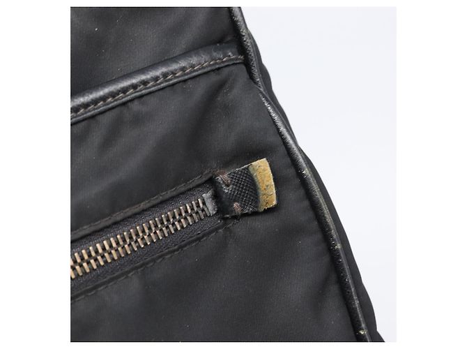 Bolso de hombro PRADA Nylon Black Silver Auth 205158 Negro Plata - vista 9