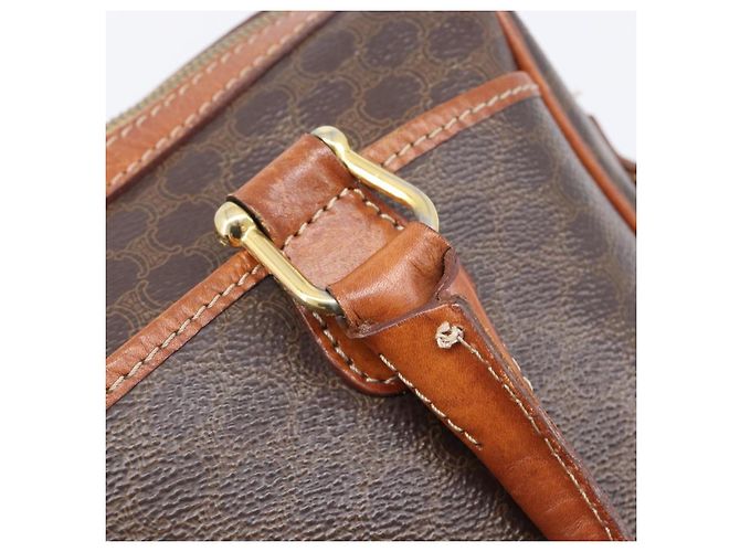 Céline CELINE Macadam Canvas Mini Boston Bag PVC Leather Brown Gold Auth ki6818 Castaño Dorado - vista 10