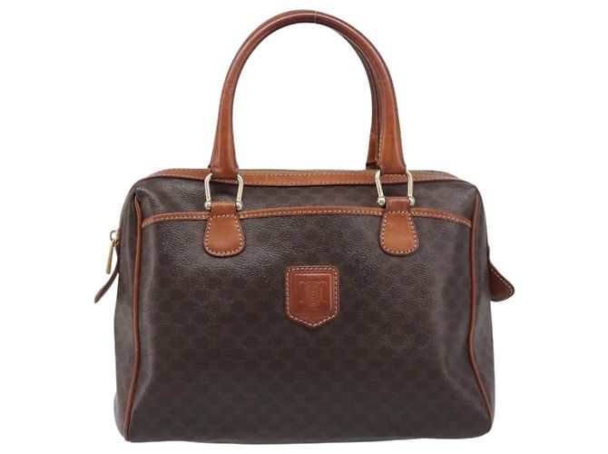 Céline CELINE Macadam Canvas Mini Boston Bag PVC Leather Brown Gold Auth ki6818 Castaño Dorado - vista 13