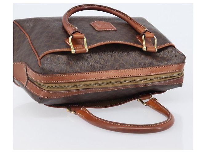 Céline CELINE Macadam Canvas Mini Boston Bag PVC Leather Brown Gold Auth ki6818 Castaño Dorado - vista 14