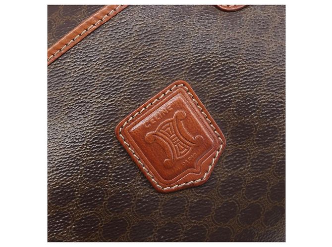 Céline CELINE Macadam Canvas Mini Boston Bag PVC Leather Brown Gold Auth ki6818 Castaño Dorado - vista 19