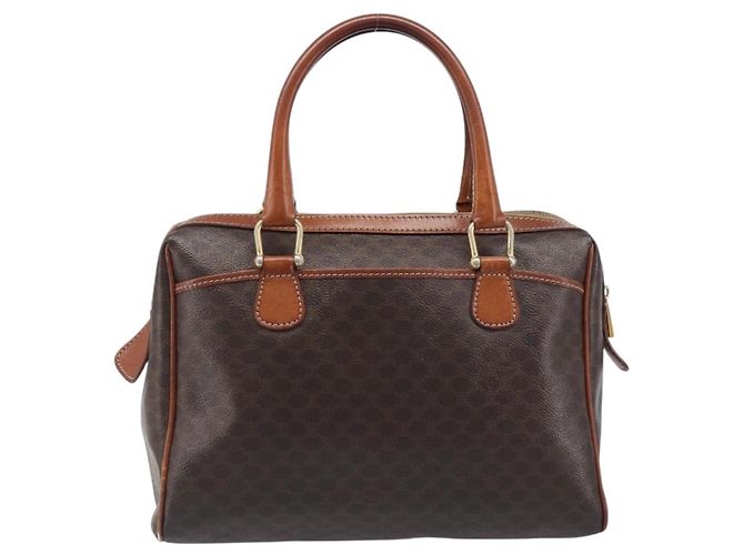 Céline CELINE Macadam Canvas Mini Boston Bag PVC Leather Brown Gold Auth ki6818 Castaño Dorado - vista 2