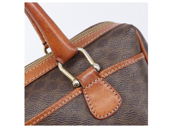 Céline CELINE Macadam Canvas Mini Boston Bag PVC Leather Brown Gold Auth ki6818 Castaño Dorado - vista 20