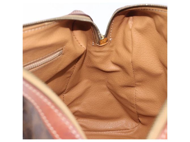 Céline CELINE Macadam Canvas Mini Boston Bag PVC Leather Brown Gold Auth ki6818 Castaño Dorado - vista 23