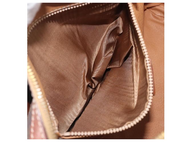 Céline CELINE Macadam Canvas Mini Boston Bag PVC Leather Brown Gold Auth ki6818 Castaño Dorado - vista 26
