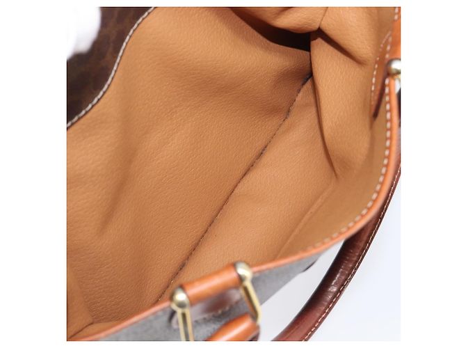 Céline CELINE Macadam Canvas Mini Boston Bag PVC Leather Brown Gold Auth ki6818 Castaño Dorado - vista 27
