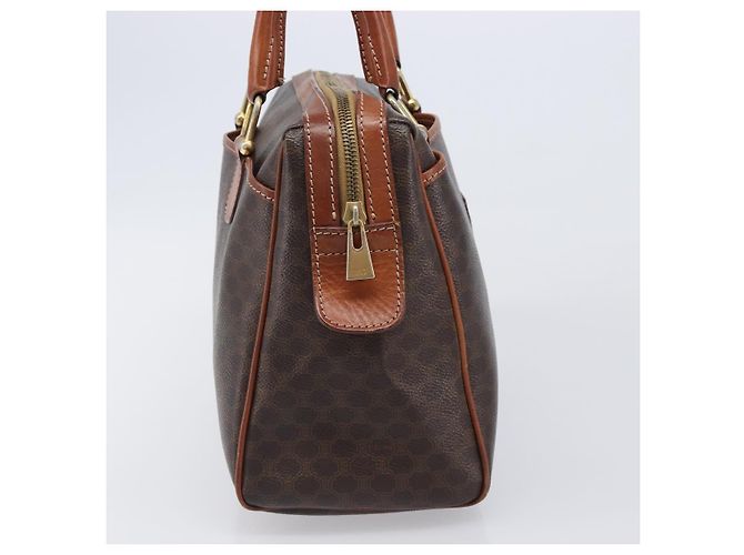 Céline CELINE Macadam Canvas Mini Boston Bag PVC Leather Brown Gold Auth ki6818 Castaño Dorado - vista 3