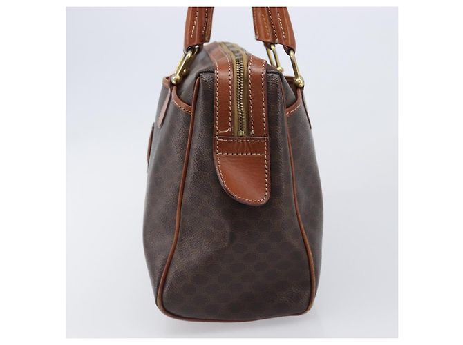 Céline CELINE Macadam Canvas Mini Boston Bag PVC Leather Brown Gold Auth ki6818 Castaño Dorado - vista 4