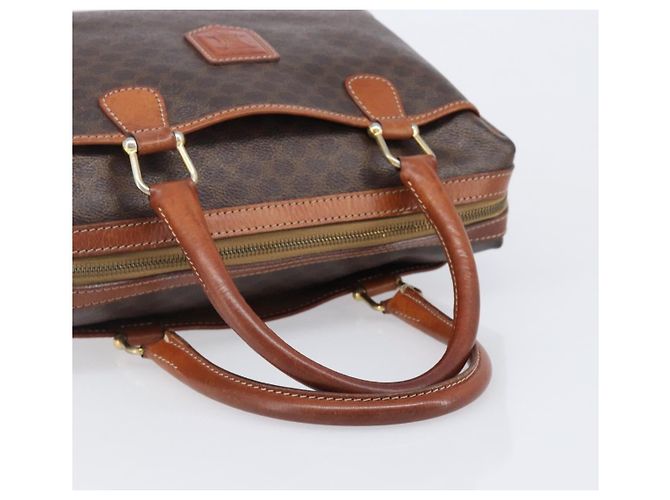 Céline CELINE Macadam Canvas Mini Boston Bag PVC Leather Brown Gold Auth ki6818 Castaño Dorado - vista 7