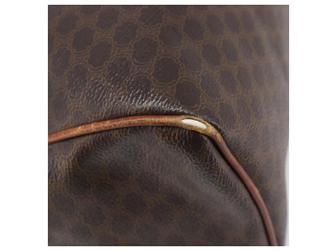 Céline CELINE Macadam Canvas Mini Boston Bag PVC Leather Brown Gold Auth ki6818 Castaño Dorado - vista 9