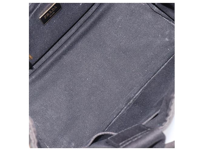 PRADA Canapa PM Handtasche Canvas Schwarz Goldfarben Auth 204699 - Ansicht 11