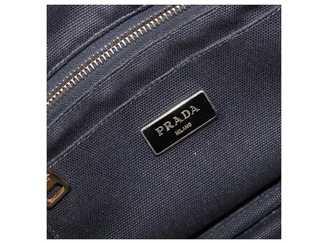 PRADA Canapa PM Handtasche Canvas Schwarz Goldfarben Auth 204699 - Ansicht 17