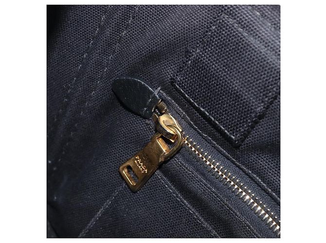 PRADA Canapa PM Handtasche Canvas Schwarz Goldfarben Auth 204699 - Ansicht 20