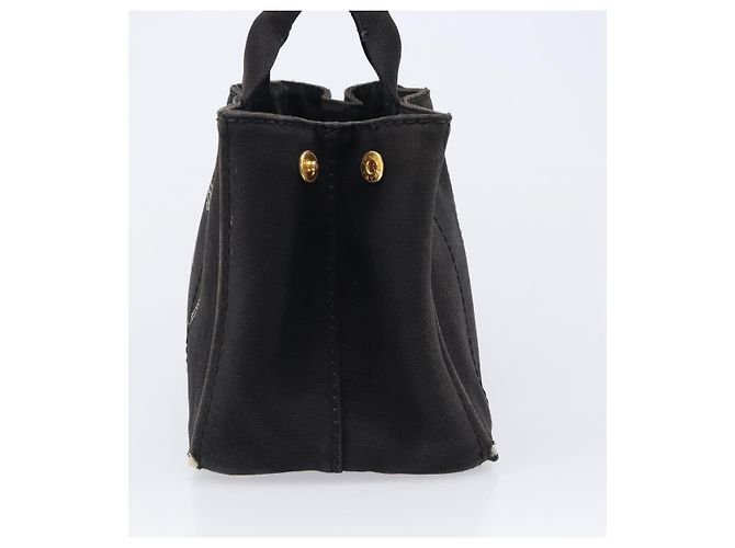 PRADA Canapa PM Handtasche Canvas Schwarz Goldfarben Auth 204699 - Ansicht 3