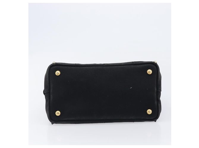 PRADA Canapa PM Handtasche Canvas Schwarz Goldfarben Auth 204699 - Ansicht 5