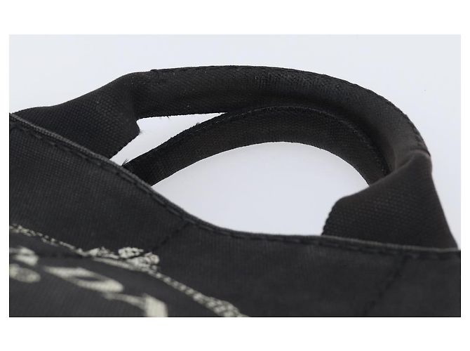 PRADA Canapa PM Handtasche Canvas Schwarz Goldfarben Auth 204699 - Ansicht 8