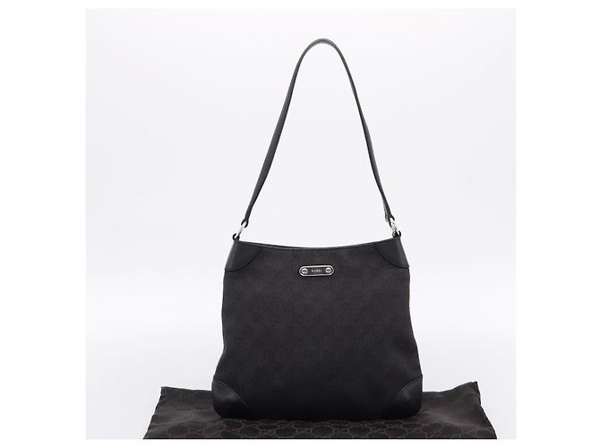Borsa a tracolla GUCCI GG Canvas Outlet Nero Argento 196140 Auth 204643V - vista 12